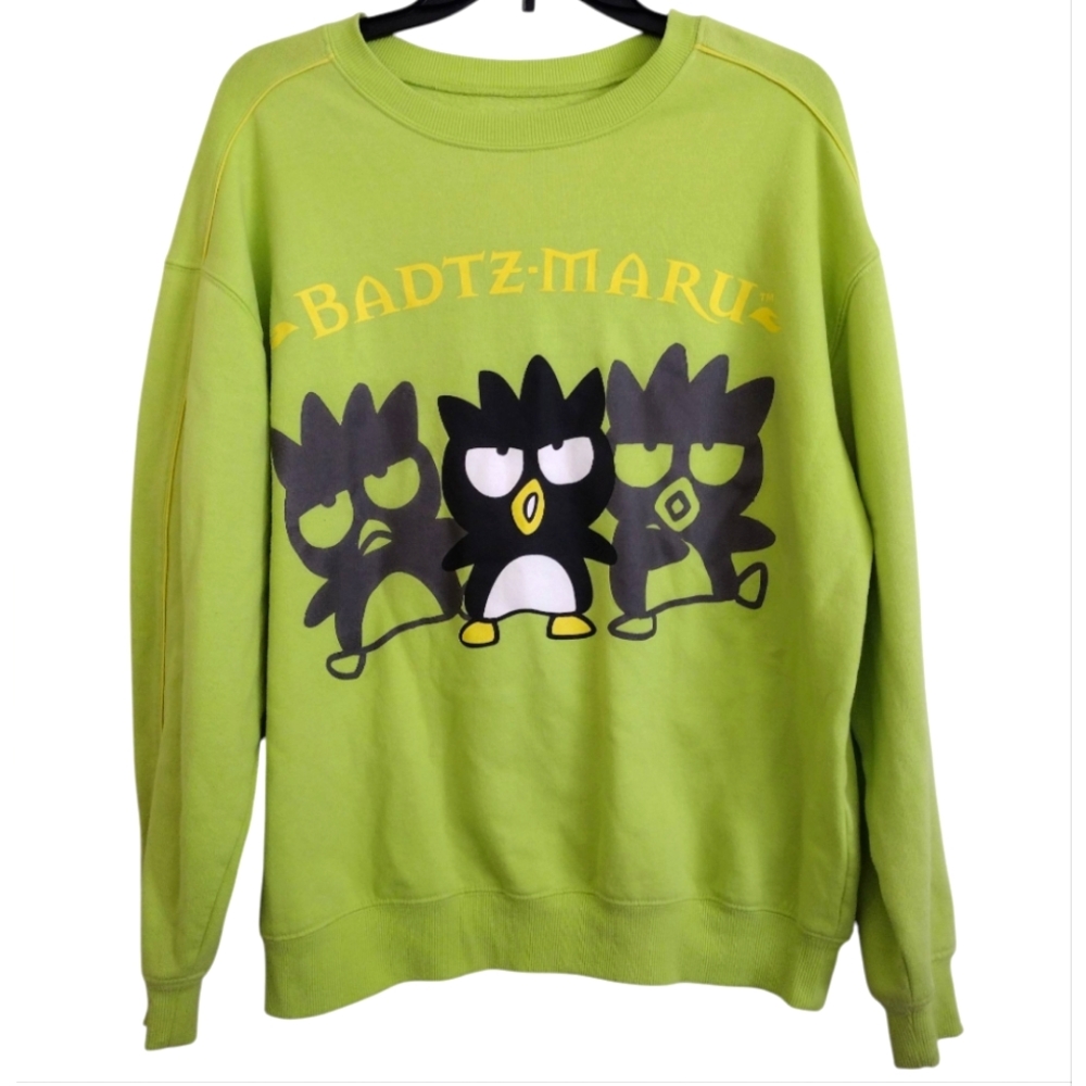 Sanrio Badtz-Maru Kawaii Japanese Cartoon Penguin Green Sweatshirt Size Large